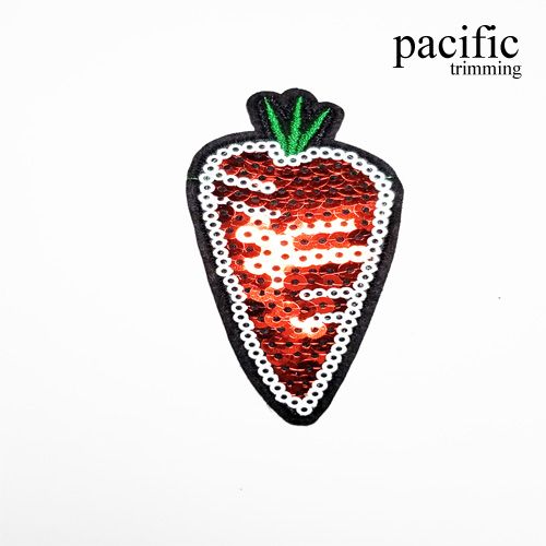 3 Inch  Sequin Carrot Patch Iron On Red/Green