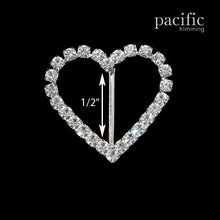 Load image into Gallery viewer, 0.5 Inch Rhinestone Heart Slider Silver
