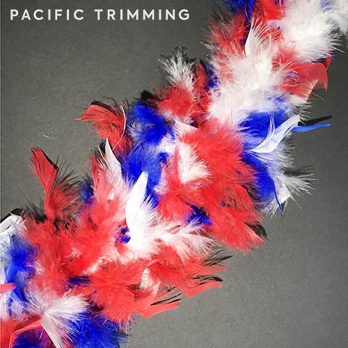 Colorful Chandelle Boa Feather Trim Red/Blue