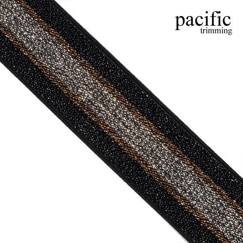 1 1/2 Inch Metallic Striped Patterned Elastic