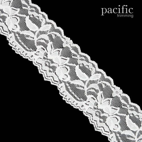 2 Inch White Flower Patterned Lace Elastic