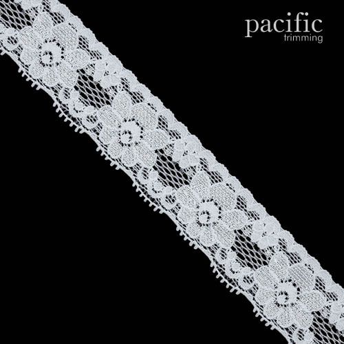 1 Inch White Floral Stretchable Lace Trim