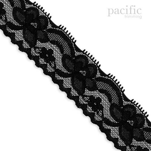 1 1/4 Inch Flower Patterned Lace Elastic