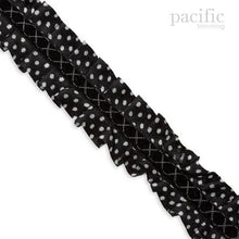 Load image into Gallery viewer, 1 Inch Pleat Dot Satin Center Trim Black
