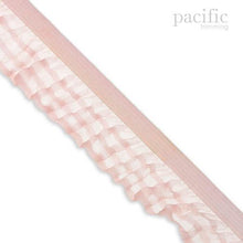 Load image into Gallery viewer, 1 Inch Striped Sheer Stretch Ruffle Elastic Trim 280041RF Pink
