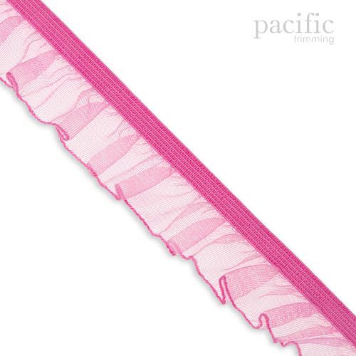 20mm Sheer Stretch Ruffle Elastic Trim 280042RF Hot Pink