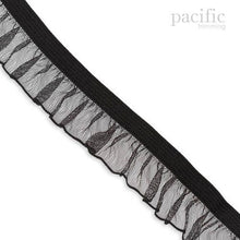 Load image into Gallery viewer, 20mm Sheer Stretch Ruffle Elastic Trim 280042RF Black
