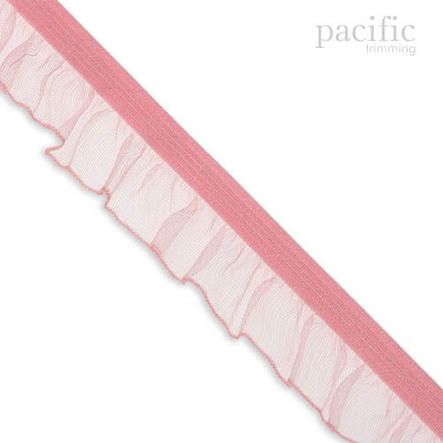 20mm Sheer Stretch Ruffle Elastic Trim 280042RF Pink