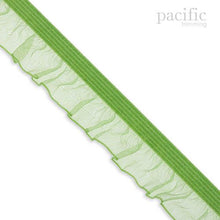 Load image into Gallery viewer, 20mm Sheer Stretch Ruffle Elastic Trim 280042RF Green
