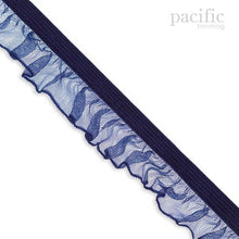 Load image into Gallery viewer, 20mm Sheer Stretch Ruffle Elastic Trim 280042RF Navy Blue
