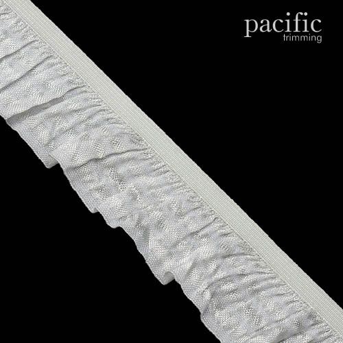 1 Inch Striped Stretch Ruffle Elastic Trim 280044RF White