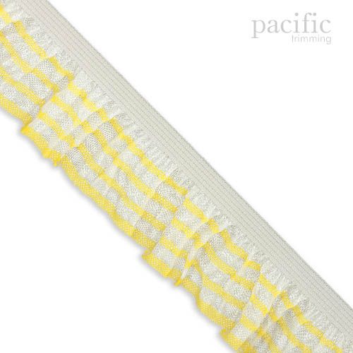 1 Inch Striped Stretch Ruffle Elastic Trim 280044RF Yellow