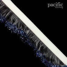 Load image into Gallery viewer, 1 Inch Sparkling Edge Stretch Ruffle Elastic Trim 280052RF Navy Blue
