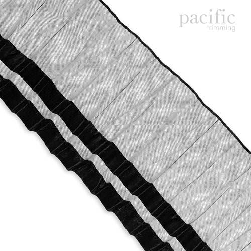 2.5 Inch Satin Edge Double Pleated Trim Black