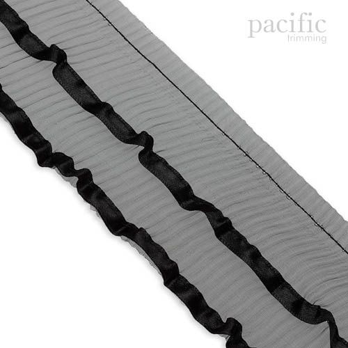 2.25 Inch Satin Edged Double Pleated Black