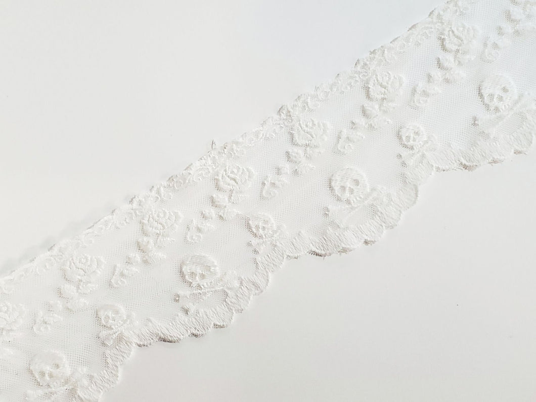 3 Inch Sheer Lace Trim White