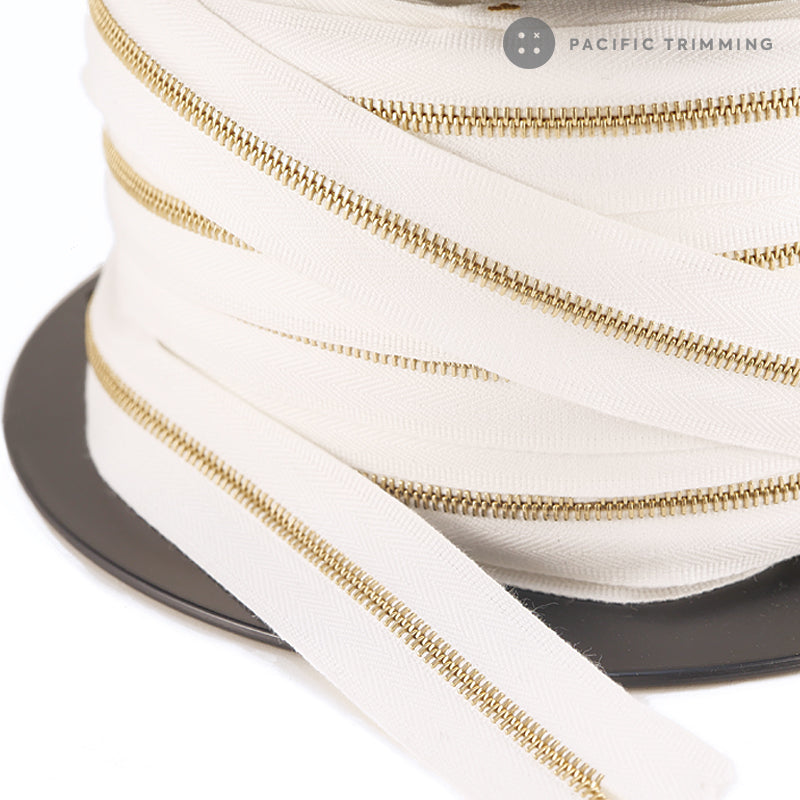 riri Zipper Continuous Chain Cotton Dyeable Tape with Gold Teeth