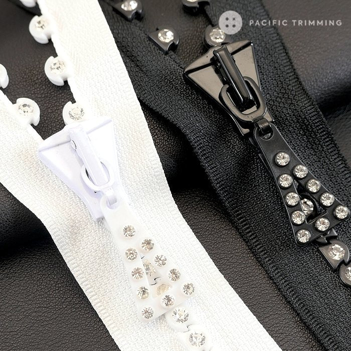 #8 One Row Rhinestone Molded Plastic Zipper