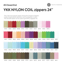 Load image into Gallery viewer, YKK #3 Closed end Nylon Coil Zipper 24&quot;

