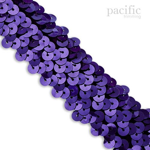 1.25 Inch 3-Row Stretch Sequins Purple