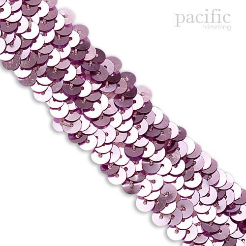 1.25 Inch 3-Row Stretch Sequins Light Pink