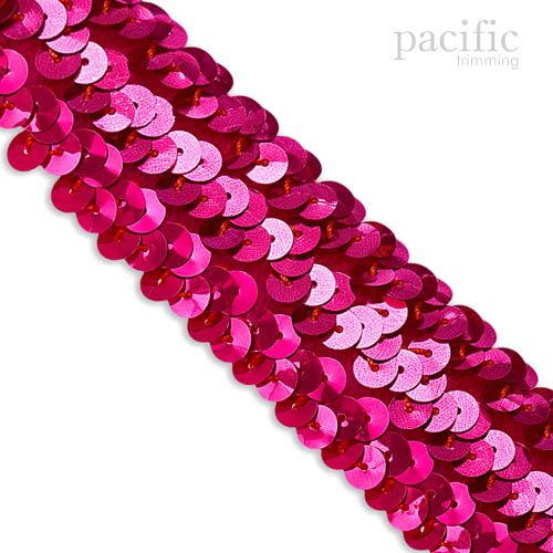 1.25 Inch 3-Row Stretch Sequins Neon Pink