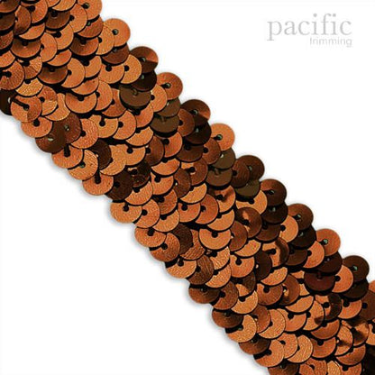 1.25 Inch 3-Row Stretch Sequins Brown