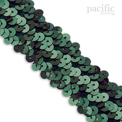 1.25 Inch 3-Row Stretch Sequins Dark Green