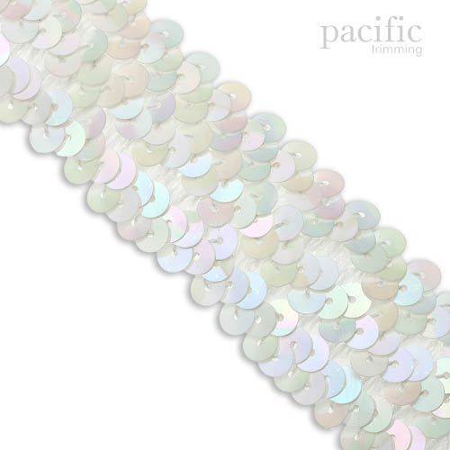 1.25 Inch 3-Row Stretch Sequins Iris White