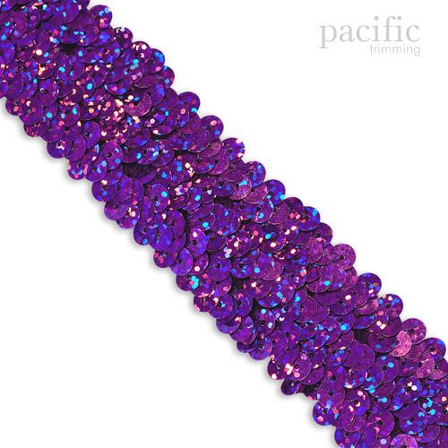 1.25 Inch 3-Row Stretch Sequins Hologram Violet