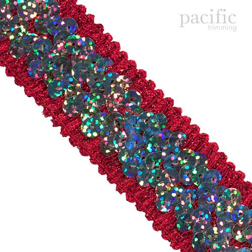 1.25 Inch 4-Row Stretch Sequins Red