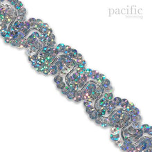 Load image into Gallery viewer, 0.63 Inch Sequin Scroll Trim Hologram Silver
