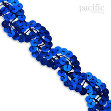 Load image into Gallery viewer, 1 Inch Sequin Scroll Trim Blue
