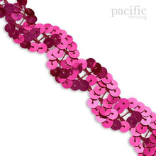 Load image into Gallery viewer, 1 Inch Sequin Scroll Trim Hot Pink
