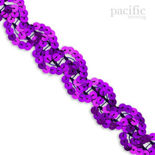 Load image into Gallery viewer, 1 Inch Sequin Scroll Trim Violet
