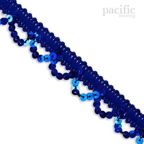 0.75 Inch Stretch Sequin Trim Blue