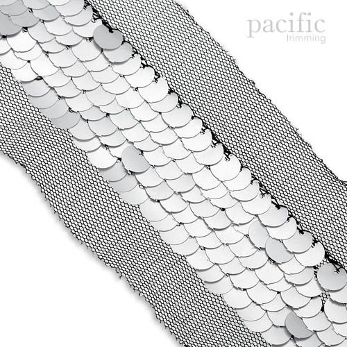 70mm Layered Sequin Border Silver