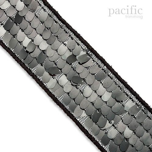 Sequin Trim 1-Inch Wide Polyester Non Stretch Sequin Trim Rolls for Arts  and Crafts, 10-Yard, Black