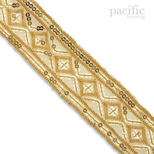Load image into Gallery viewer, 1.38 Inch Sequin Diamond Pattern Trim Gold
