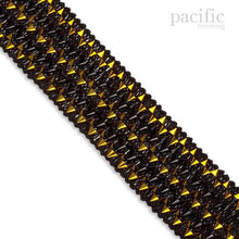 Load image into Gallery viewer, 1 Inch Stretchable Sequin Foil Trim Black/Gold
