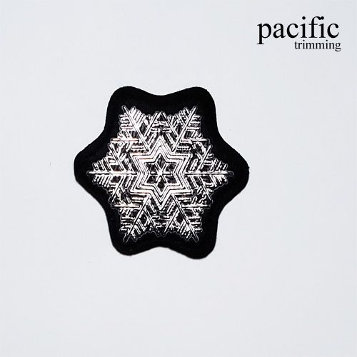 2.13 Inch Snowflake Patch Sew On Black/Silver