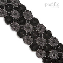 Load image into Gallery viewer, 2.5 Inch Dot Embroidery Trim (Iron-on) Black/Gunmetal
