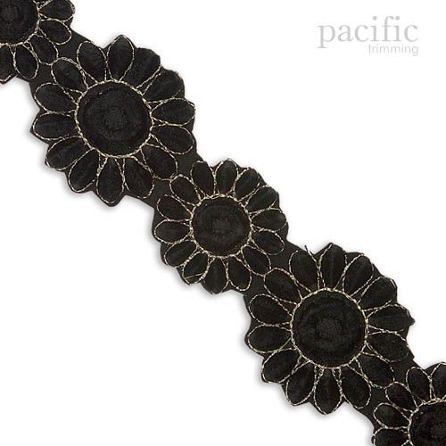 2 Inch Embroidery Trim (Iron-on) Black/Gold