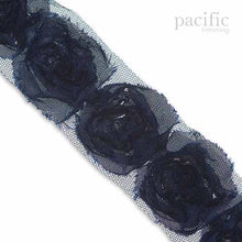 Load image into Gallery viewer, 1.5 Inch Rosette Trim Navy
