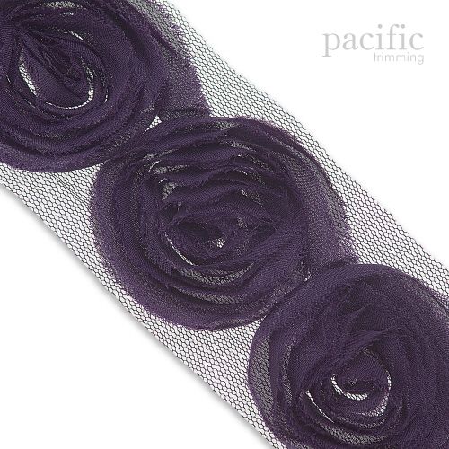 2.25 Inch Rosette with Silver Trim Purple