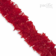 Load image into Gallery viewer, 2 Inch Frayed Chiffon Grass Trim Red
