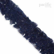 Load image into Gallery viewer, 2 Inch Frayed Chiffon Grass Trim Navy
