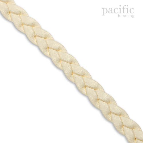 5mm 3-Ply Flat Braided Leather Cord Ivory