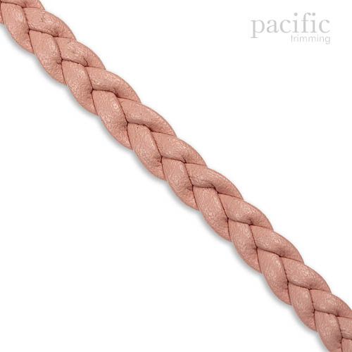 5mm 3-Ply Flat Braided Leather Cord Peach