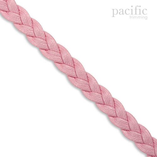 5mm 3-Ply Flat Braided Leather Cord Baby Pink
